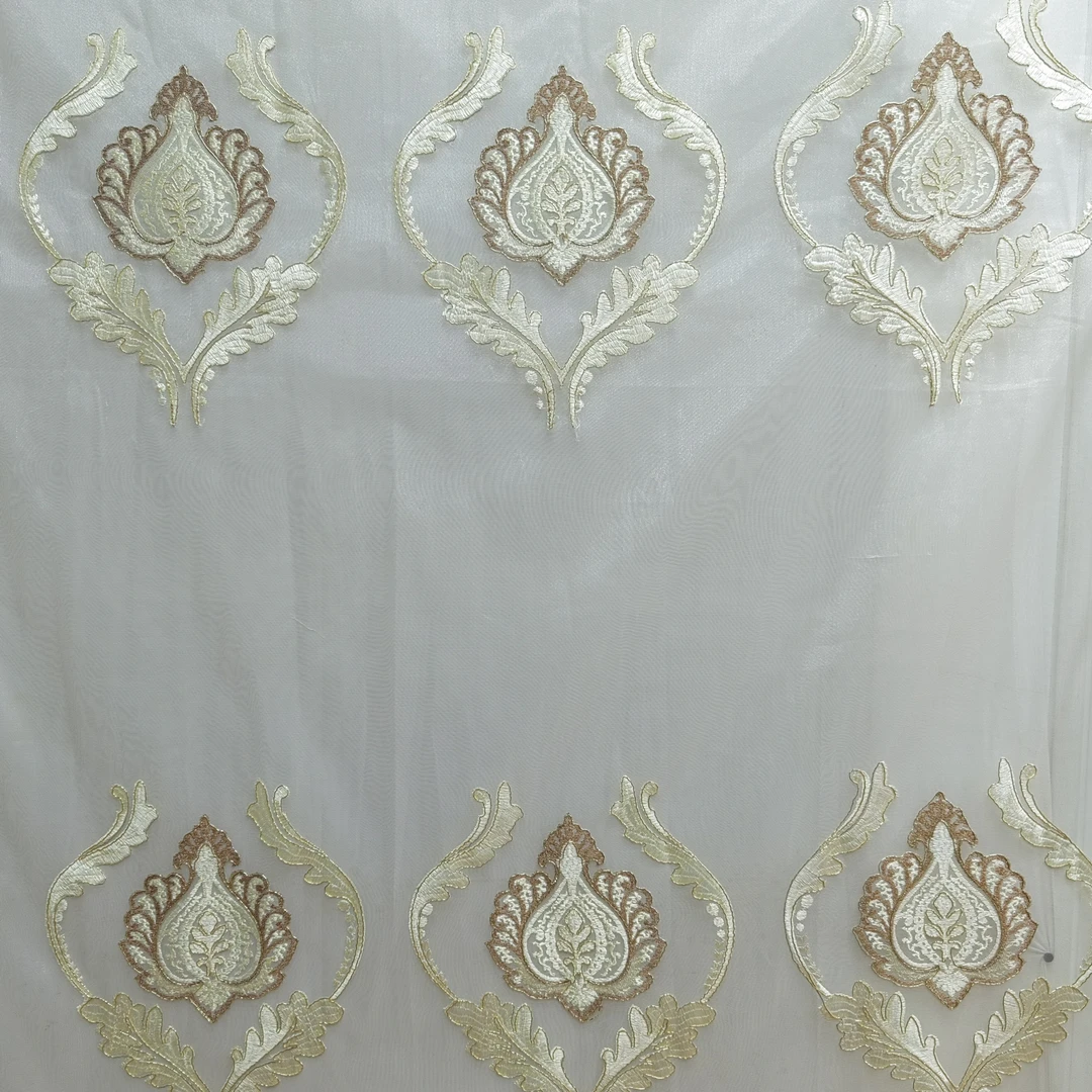 00631 窗帘纱成挂钩款成品客厅刺绣窗纱宽8米高2.7米免费对开