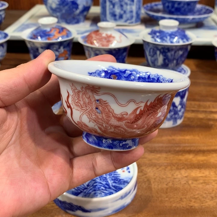 自成堂柴窑 青花釉里红