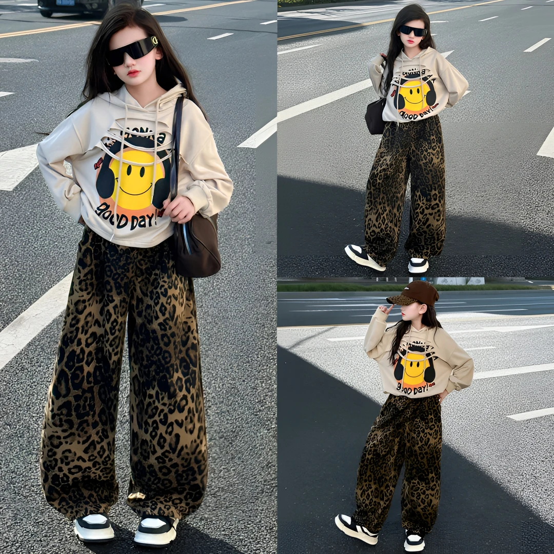 女童超好看韩系秋装套装2025新款女孩大童洋气炸街秋季卫衣两件套