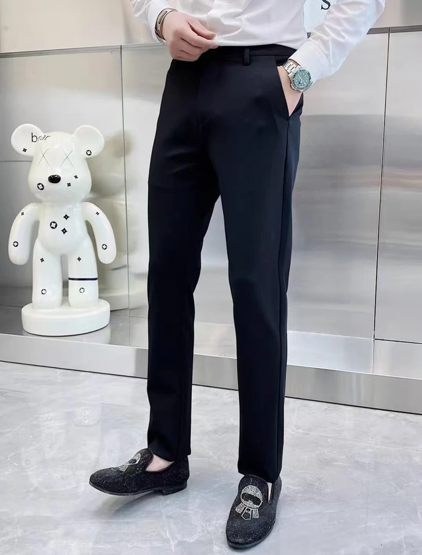 8059新款捡漏百搭修身弹力轻奢世行黑色纯色冬季加厚男士休闲裤