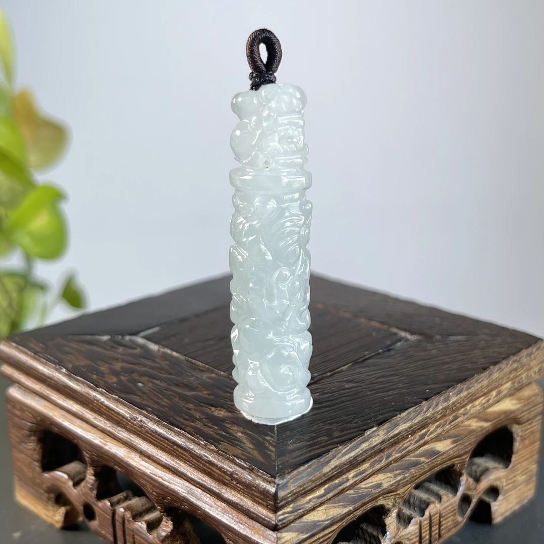 JCB30-42  天然缅甸A货翡翠  龙柱