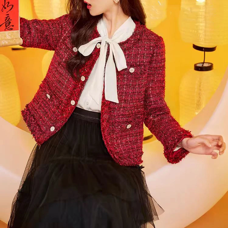 门店6&9/9！璀璨战袍」高级感粗花呢混纺气质小香风外套女 L71230