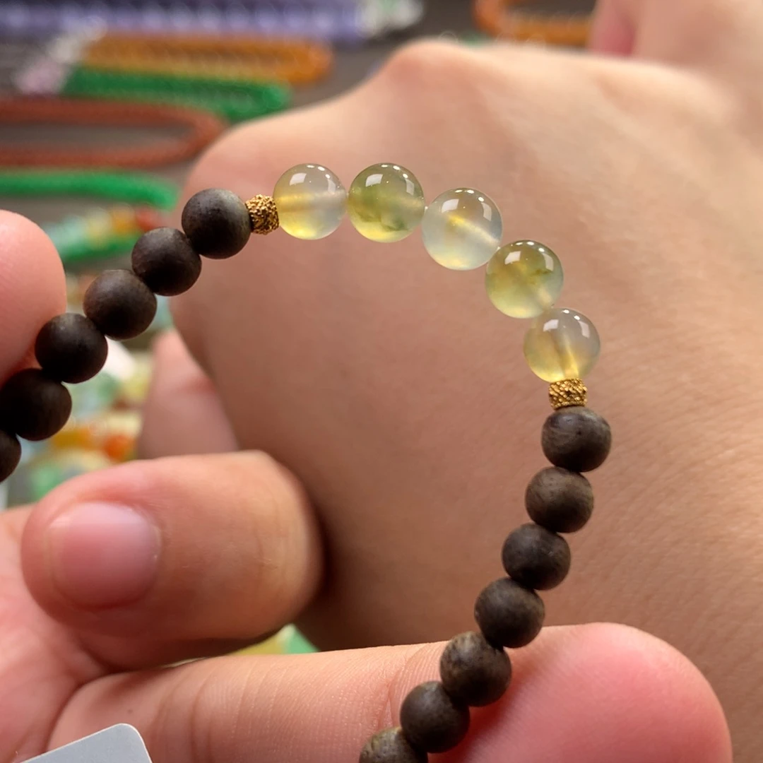 未镶嵌手链翡翠玻璃黄半串 卡5.5~6