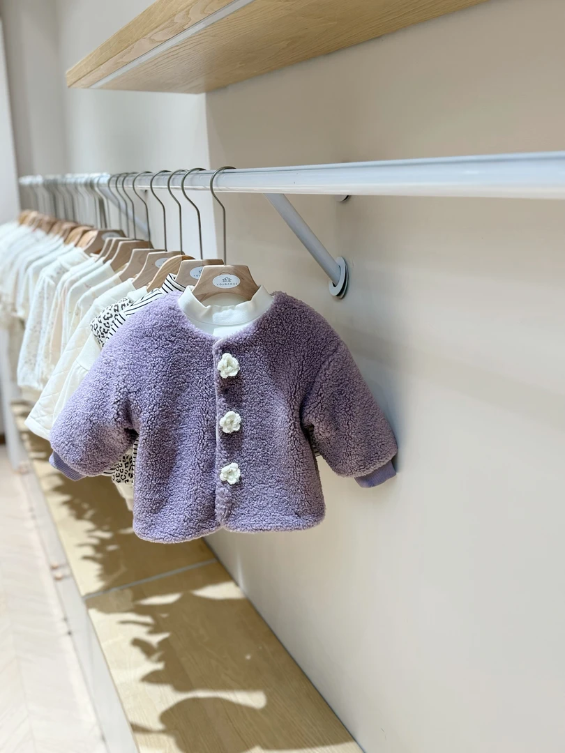 小雨家婴童优选冬季婴儿紫色三朵花加长棉花外套儿童91625173