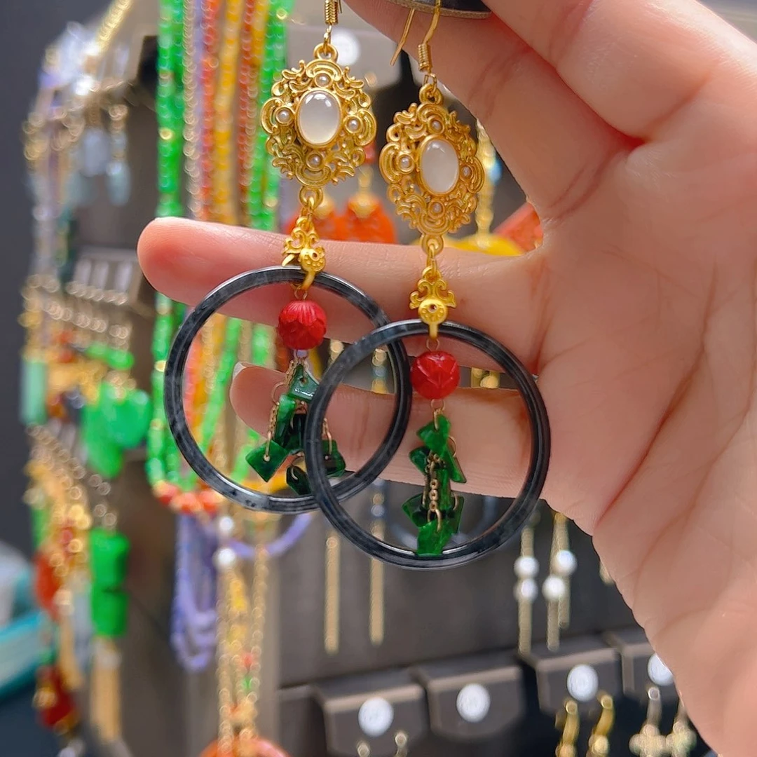 翡翠合金耳坠翡翠