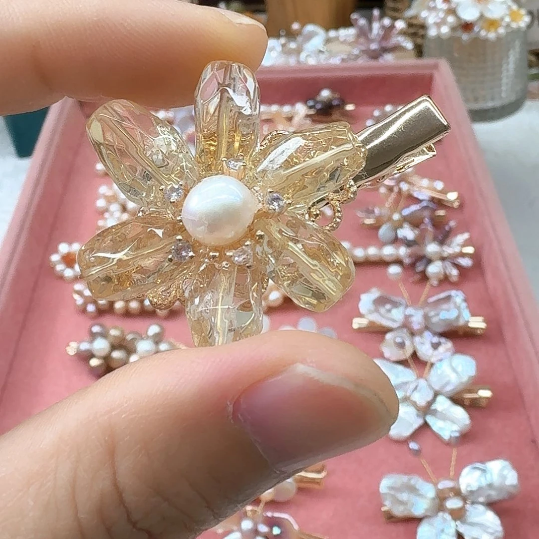 银S925镶嵌淡水珍珠发饰