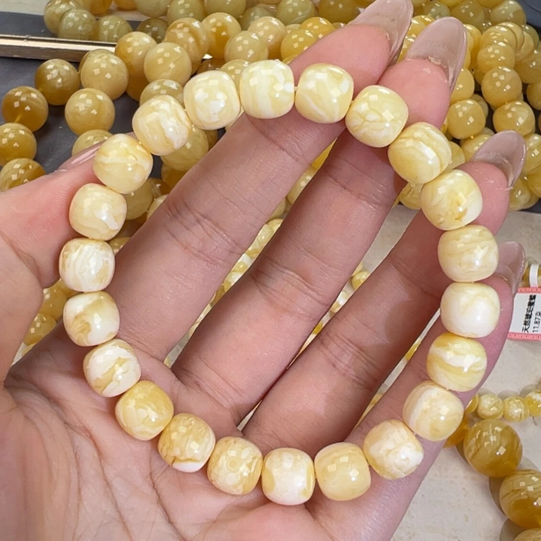 手链琥珀未镶嵌瓷白妖花