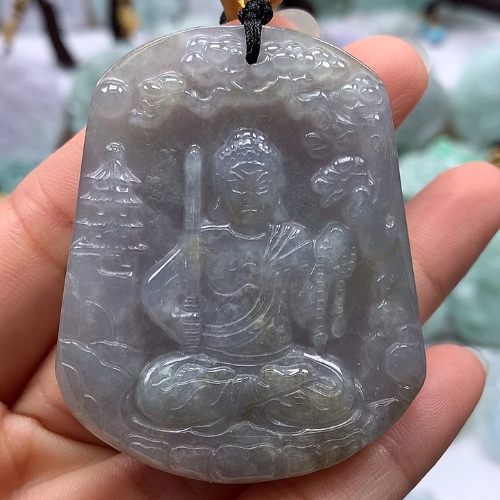 翡翠未镶嵌颈饰不动明王洒黄翡福利卡厚8.8