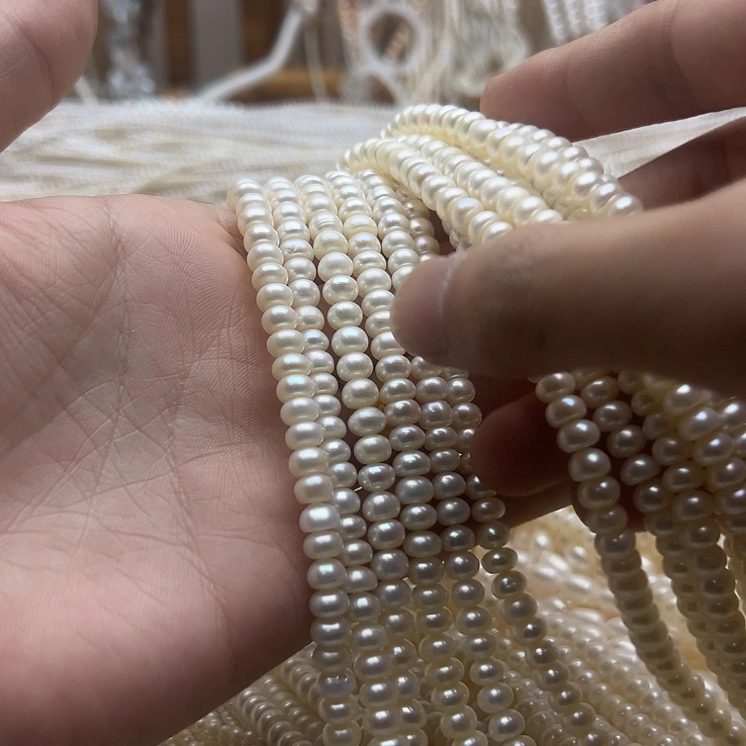 未镶嵌半成品淡水珍珠卡6算盘淡水无核38厘米