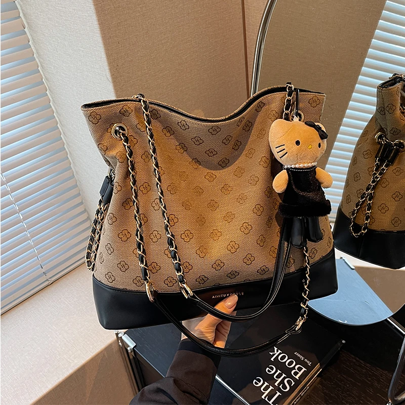 艾米兔女包2025新款大容量时尚百搭印花设计简约质感单肩托特包