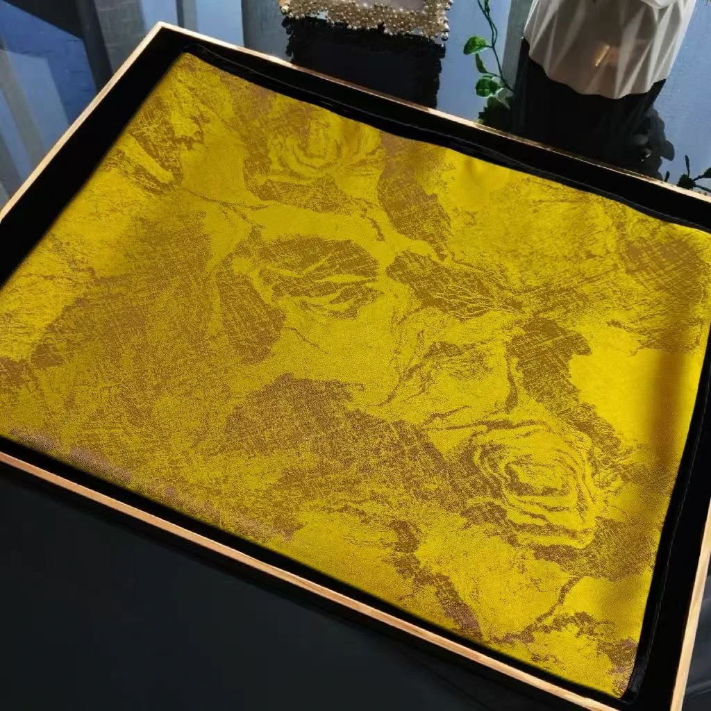 宋锦国风金玫瑰 180*70  香云纱 提花 镂空