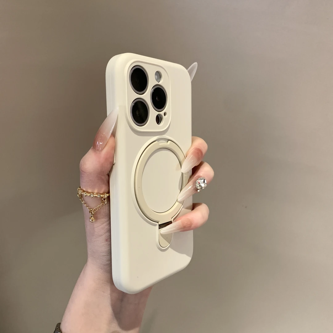 磁吸折叠支架适用苹果16promax手机壳液态硅胶iphone15新款全包14