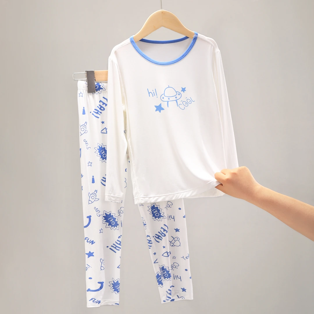 夏季男童家居服套装莫代尔A类儿童睡衣中大童居家透气空调服j001d