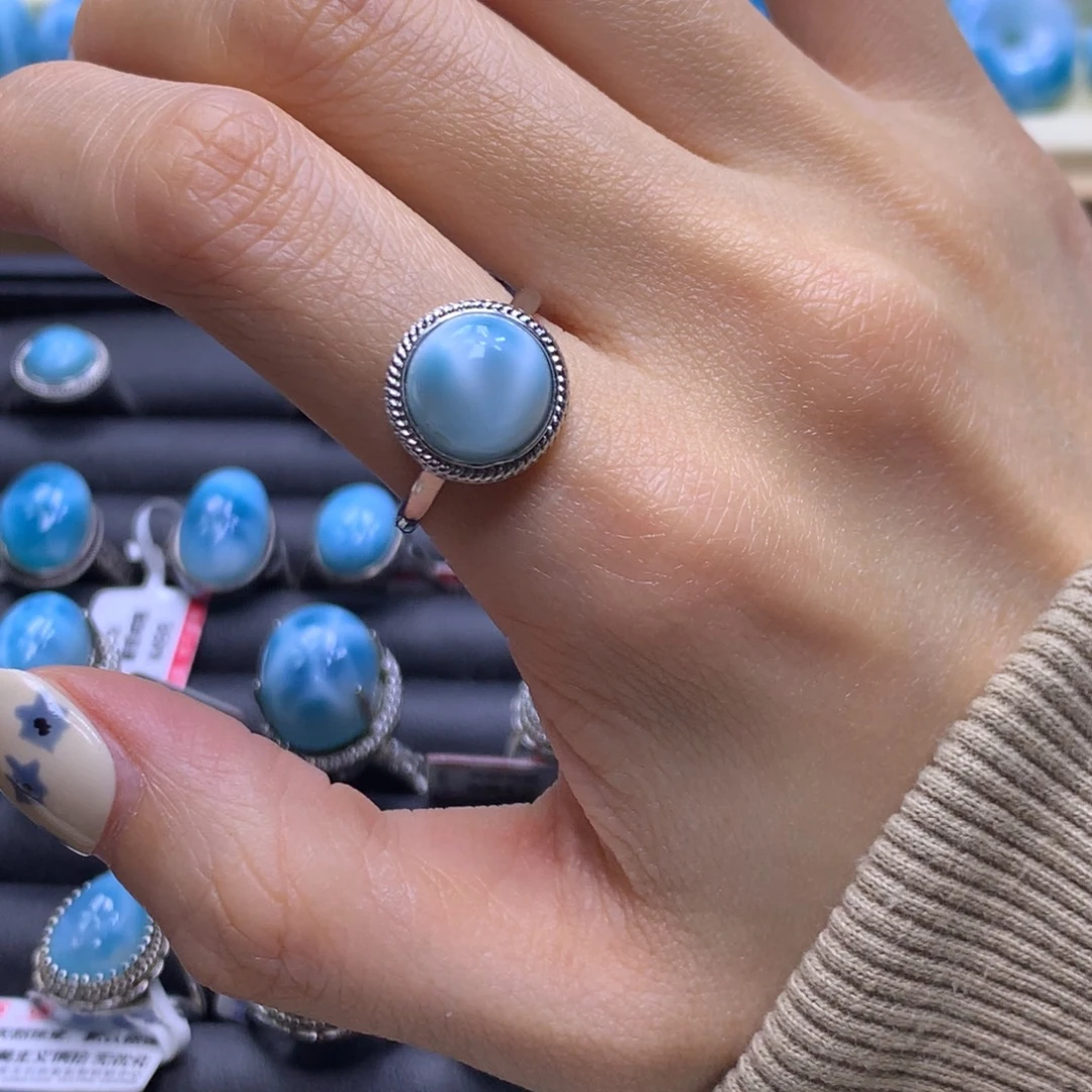 针钠钙石（海纹石）未镶嵌戒指蛋面戒指色差略异