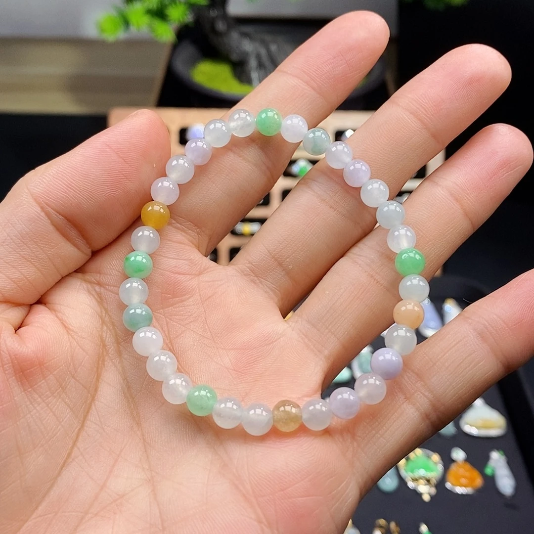 未镶嵌手链翡翠马卡龙珠串