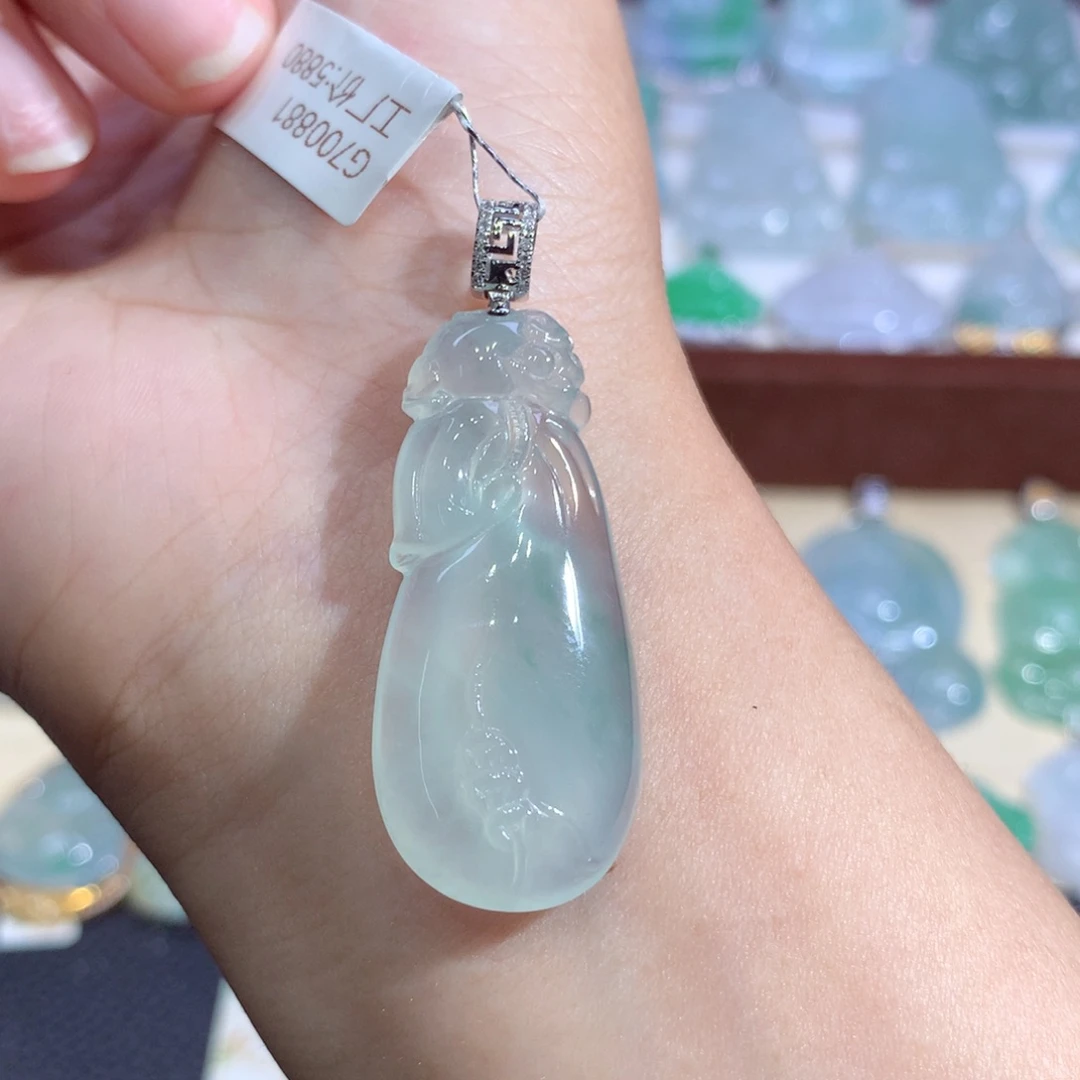 吊坠(不含链)18K金镶嵌翡翠钱袋子