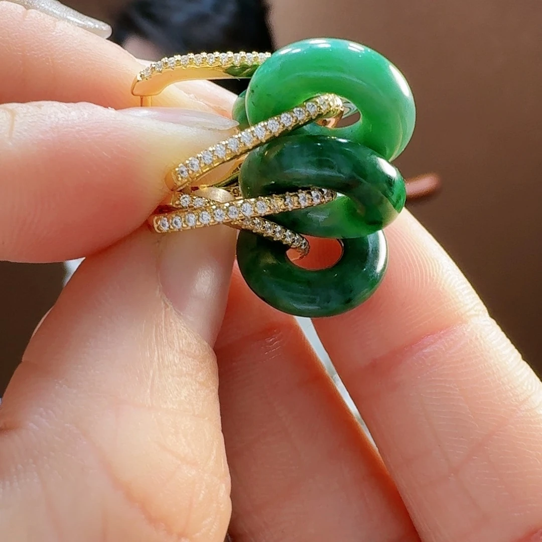 翡翠耳饰银S925镶嵌耳饰多样性发货一副