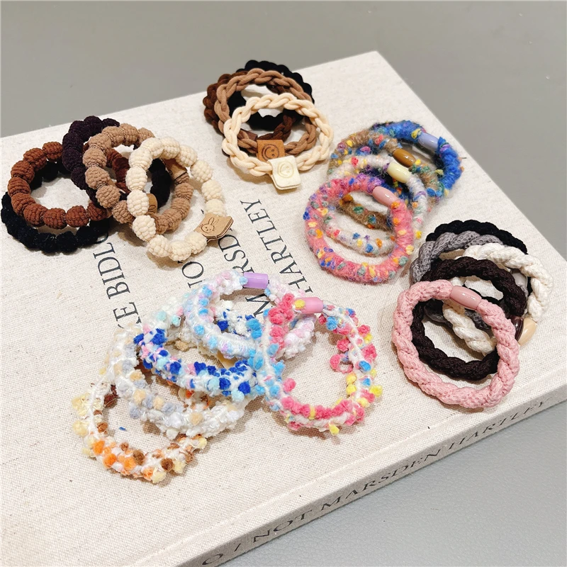 5条装儿童基础发圈彩色橡皮筋女童扎头发马尾发绳女孩丸子头发圈