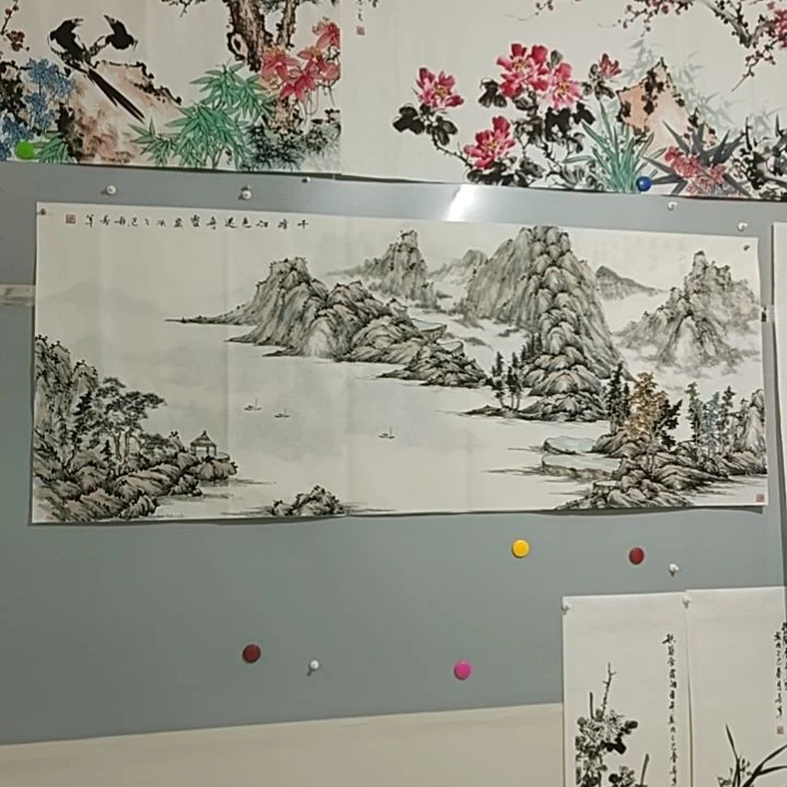 生***。横款小六尺仿古山水画