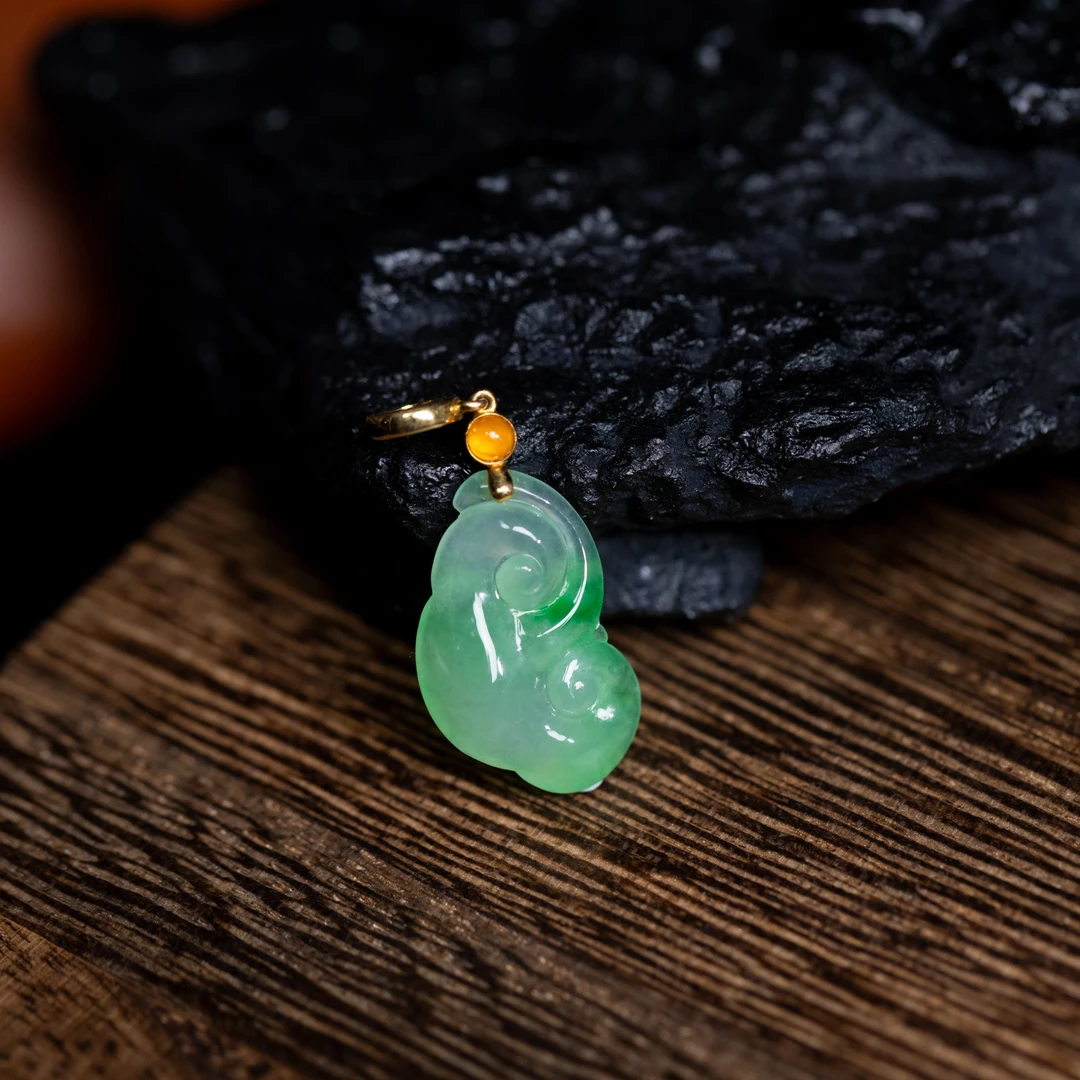 钦点提溜-天然A货翡翠-18K绿如意提溜-2600-aq-钦点镶嵌