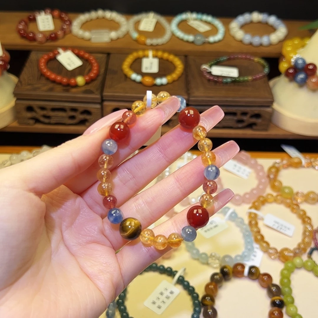 手串银S925镀金镶嵌水晶黄1583