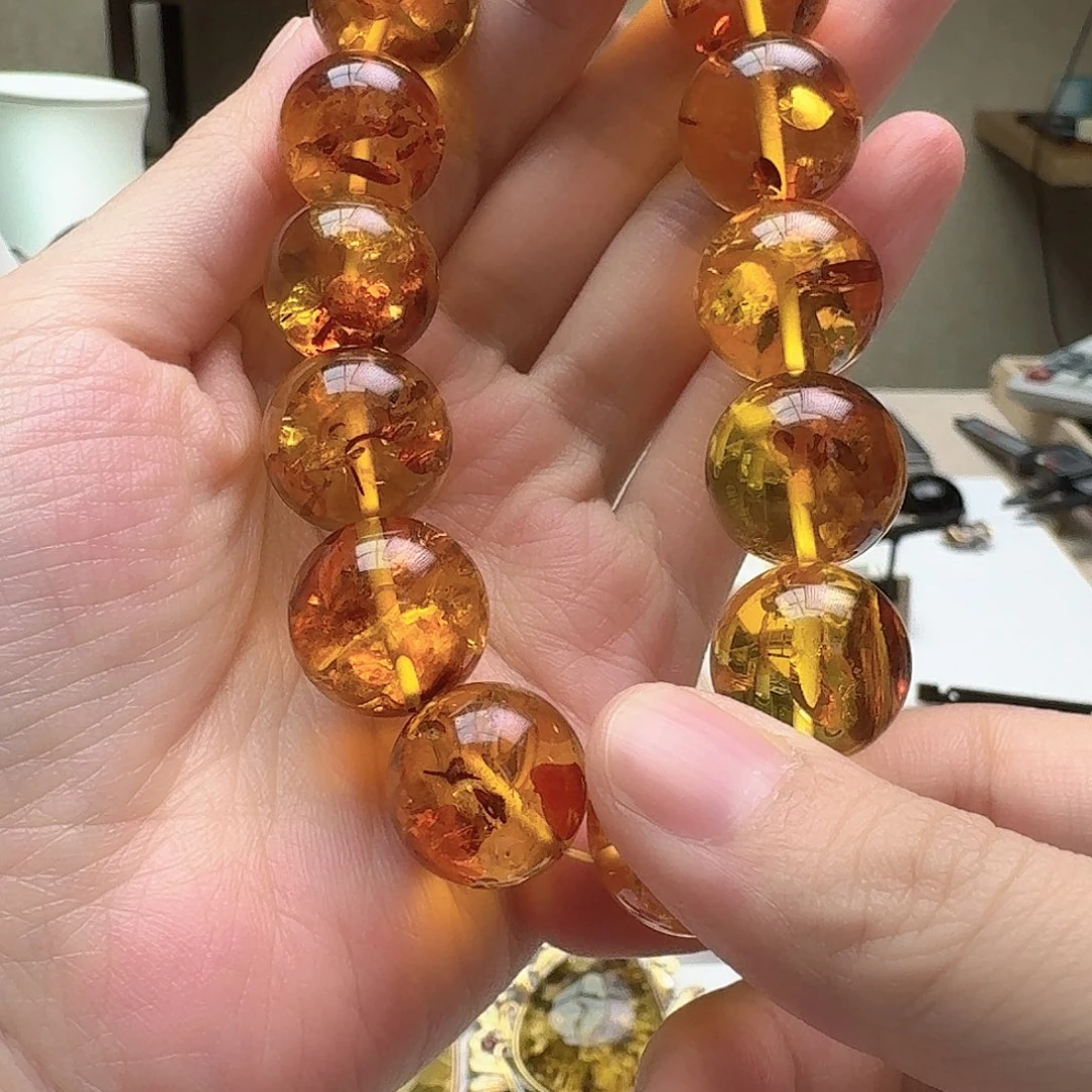 琥珀未镶嵌耳坠手链
