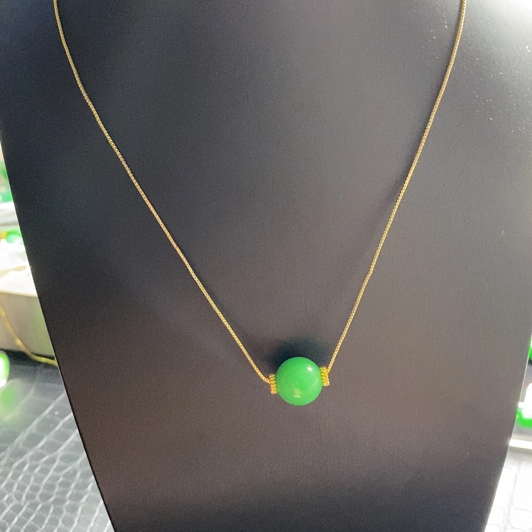 颈饰14K金镶嵌翡翠14mm