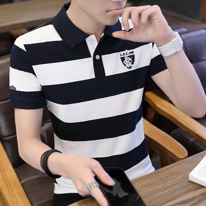 纯棉polo衫短袖男士t恤v领青年修身打底衫上衣服翻领休闲保罗夏季