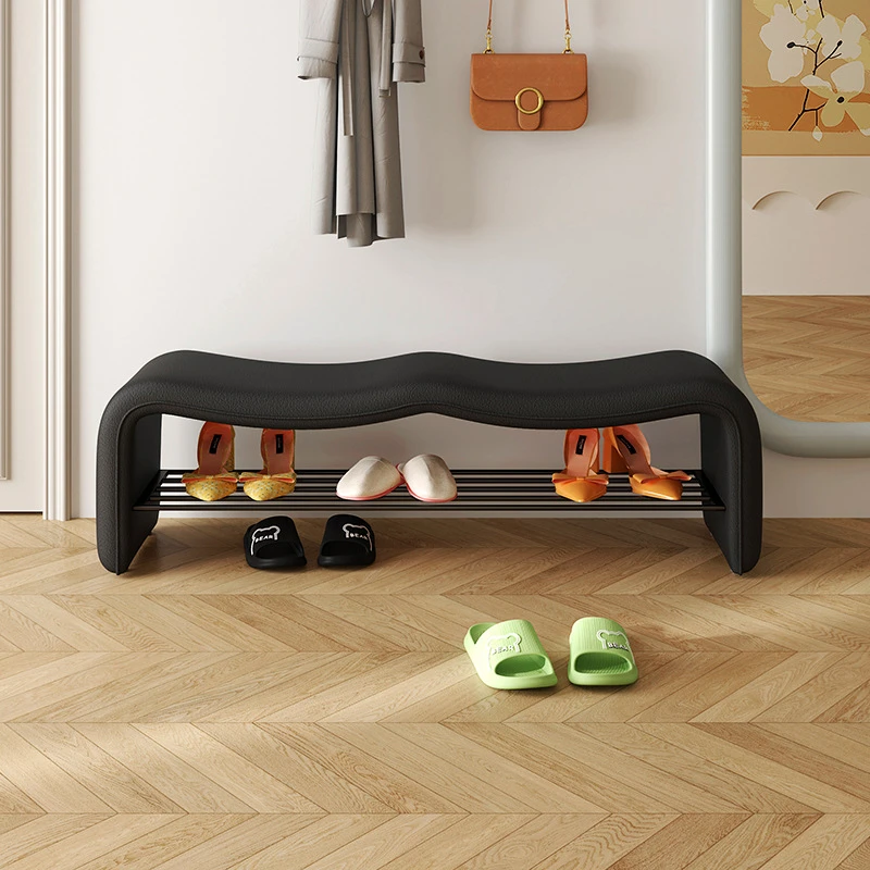 波浪形家用换鞋凳入户门口轻奢服装店衣帽间穿鞋凳靠墙床尾长条凳