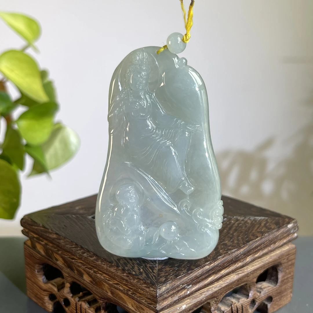 JCW07-60 天然缅甸A货翡翠 送子观音