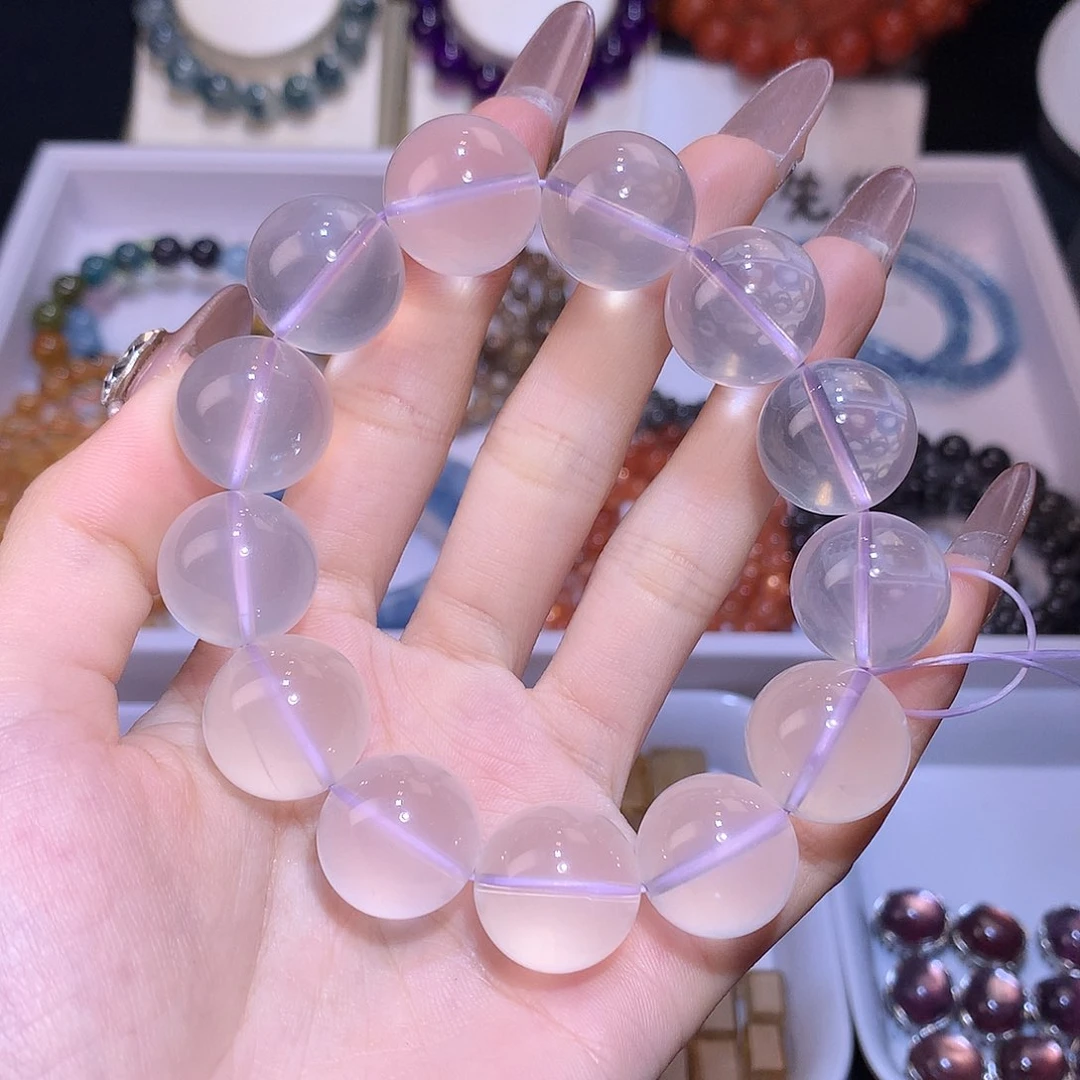 芙蓉石手串未镶嵌s****i莫桑比克粉晶17mm