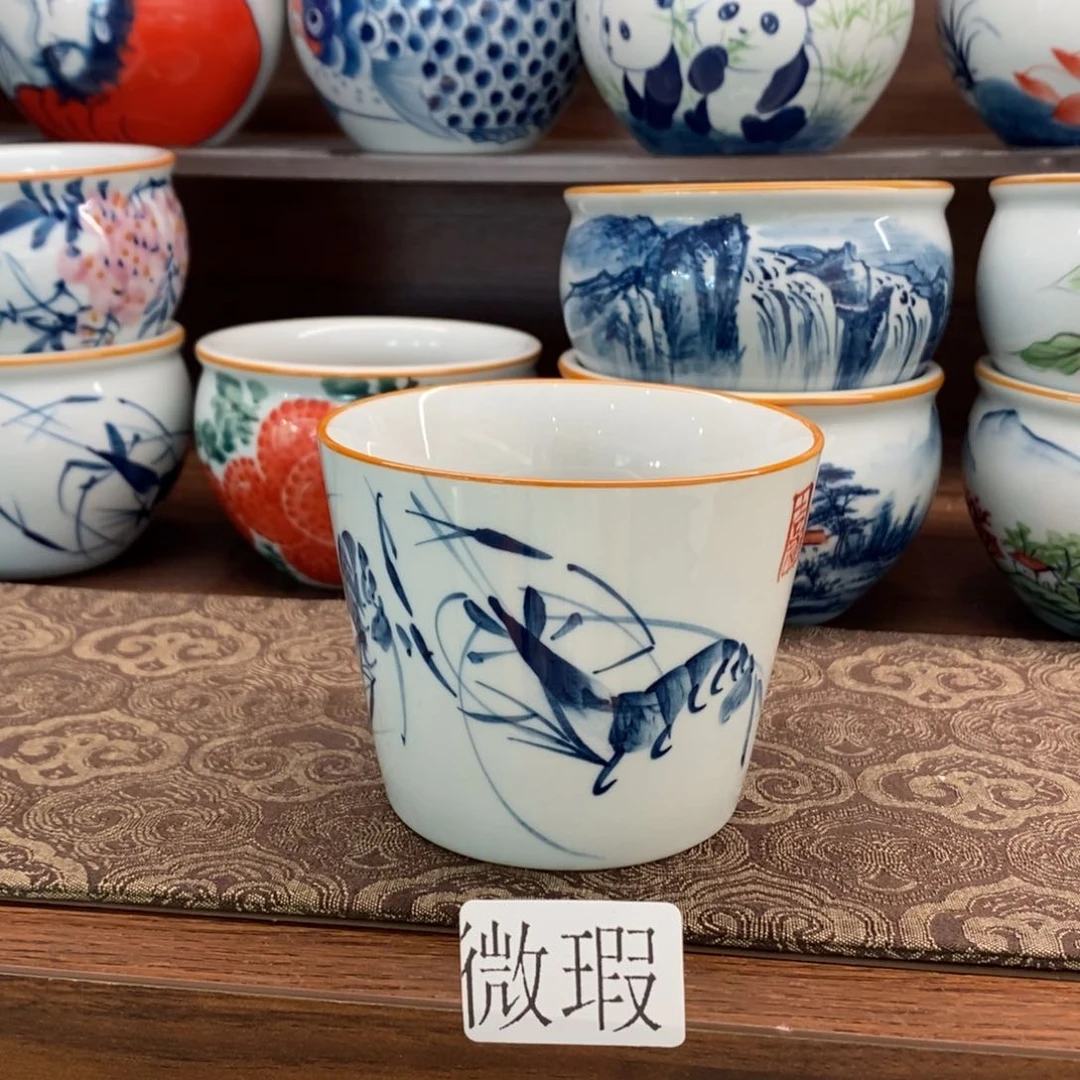 微瑕釉下彩纯手绘手工绘制