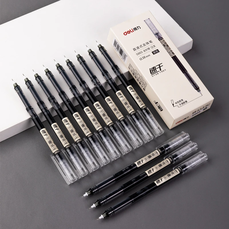 得力S865直液式走珠笔0.38mm全针管(黑)(支)