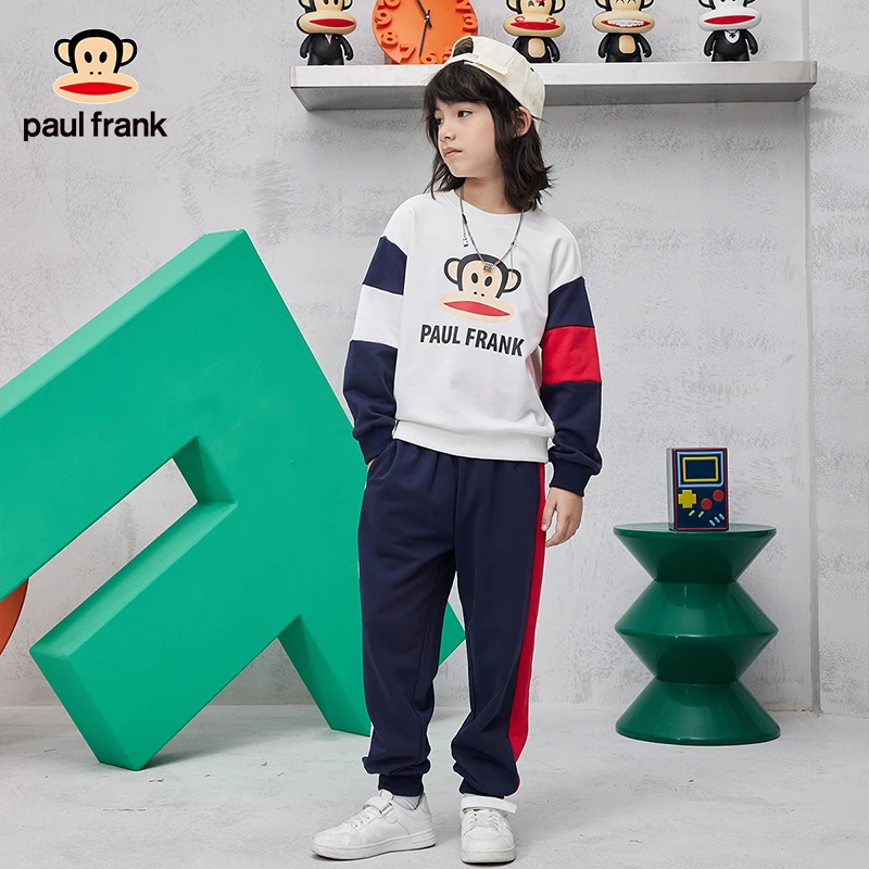 大嘴猴童装儿童套装春季撞色拼接运动休闲连帽两件套3525335090F