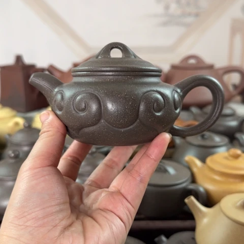 飞***鸟茶壶紫砂梨皮天青250cc