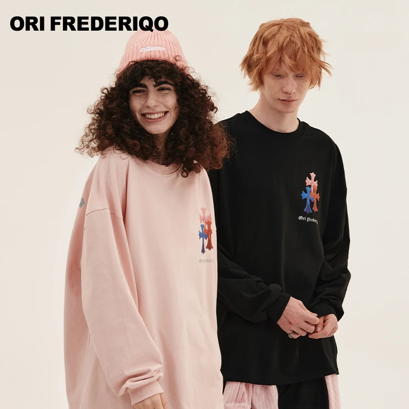 Orifrederiqo长袖T恤新"OF"恶搞系列男女春秋休闲潮时尚印花情侣