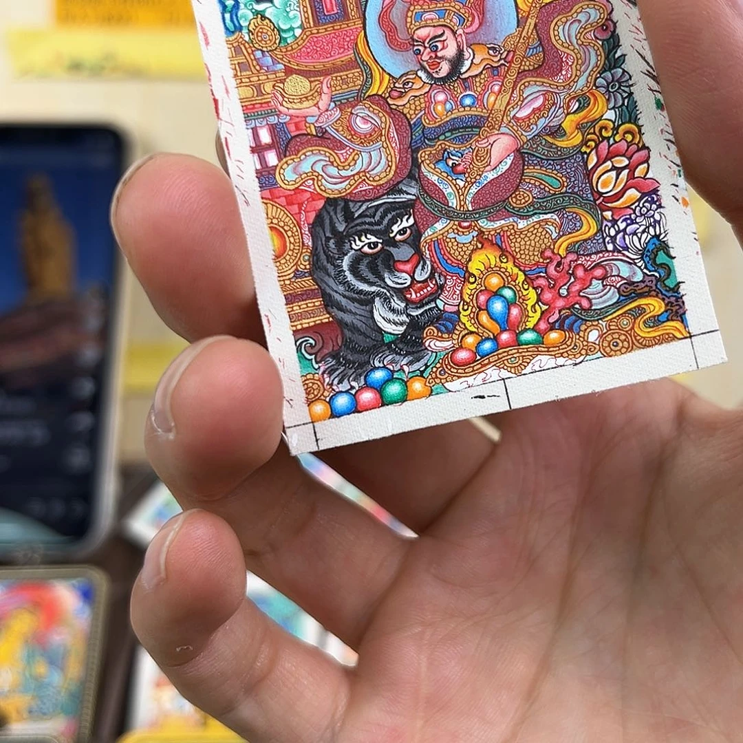 喜***见吊坠赵公明热贡手绘唐卡