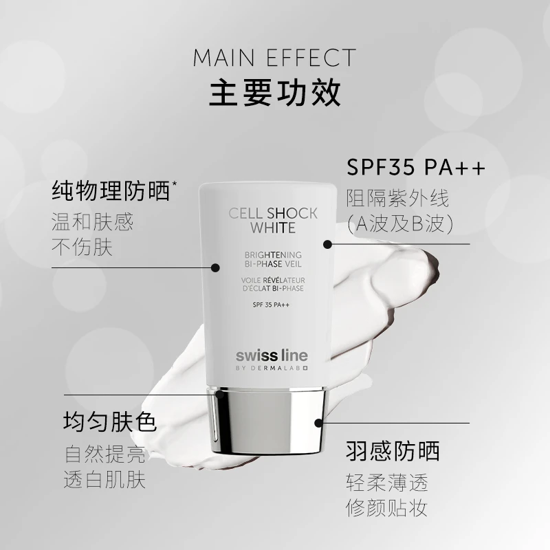 SWISS LINE BY DERMALAB白骑士防晒透白细致防护乳液SPF35