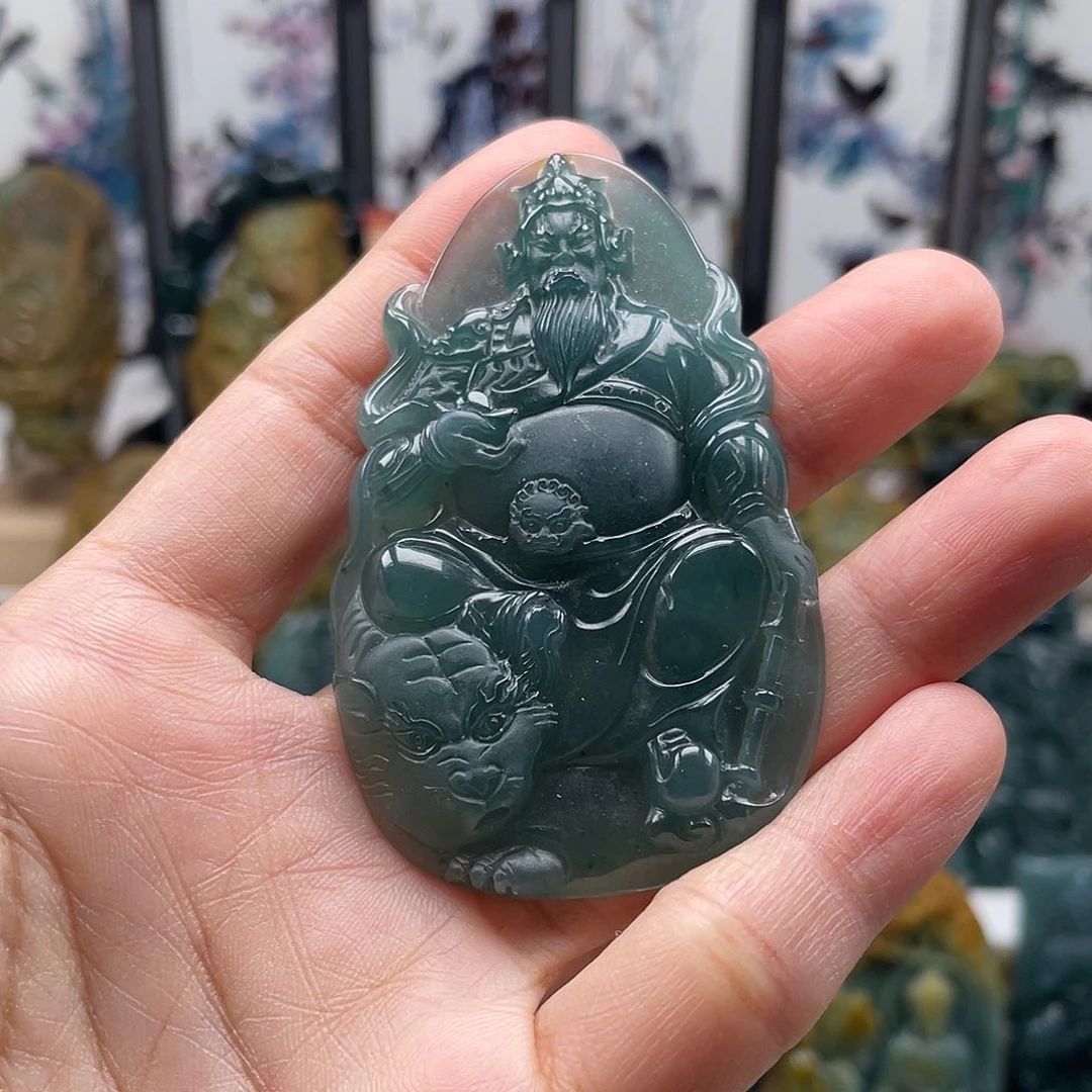 翡翠未镶嵌颈饰天然翡翠a货赵公明