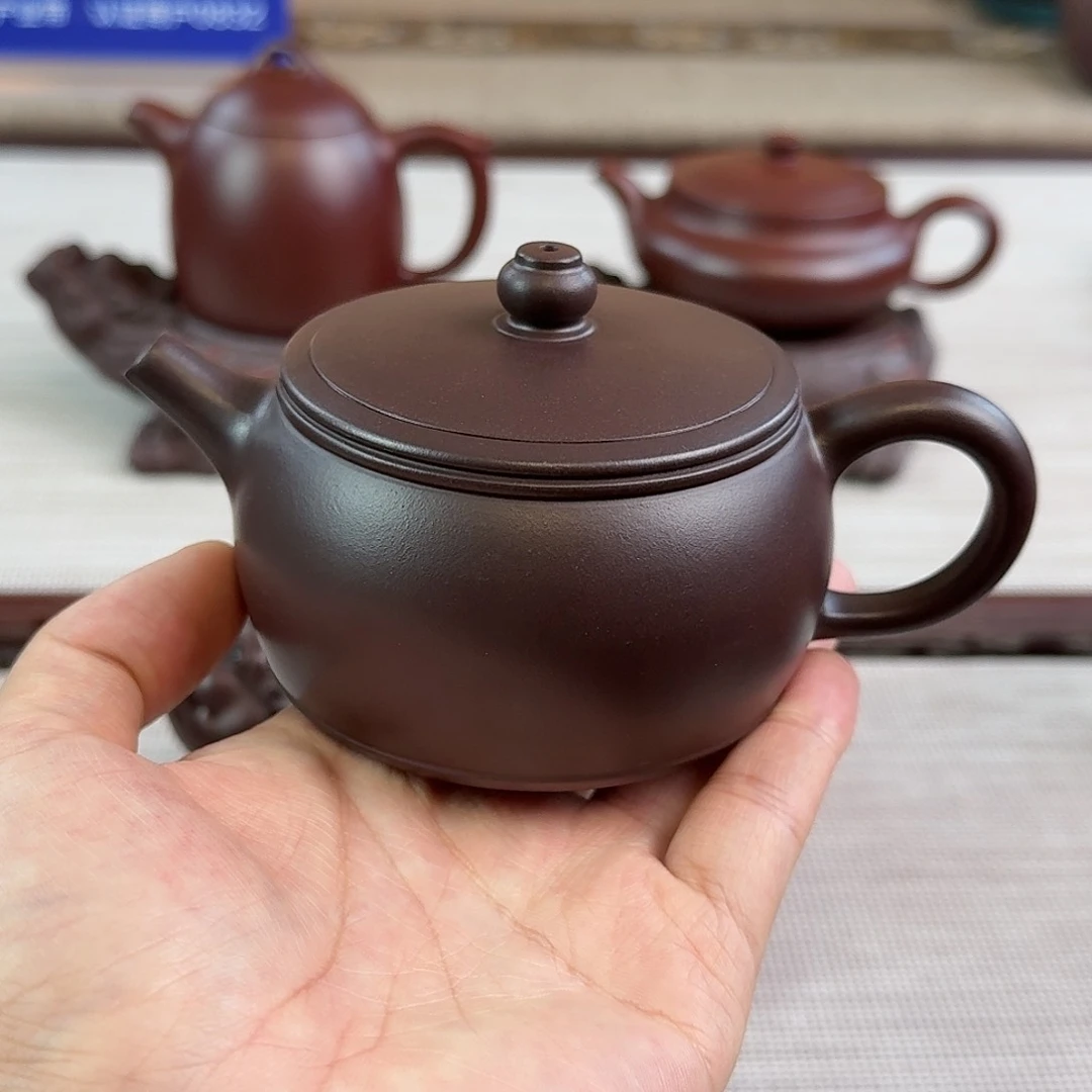 紫砂茶壶220cc老紫泥乐鼓