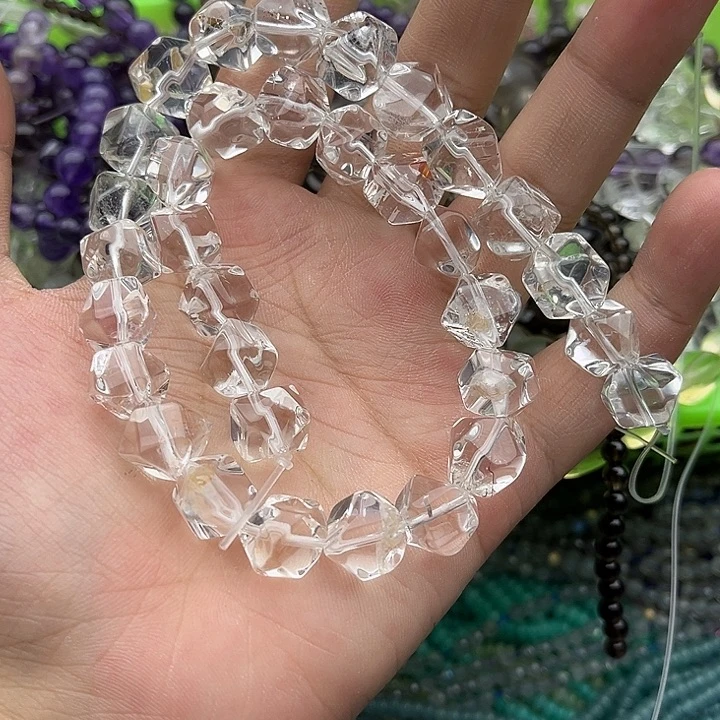 玛瑙/玉髓未镶嵌珠宝半成品一条10-12mm左右水晶切面