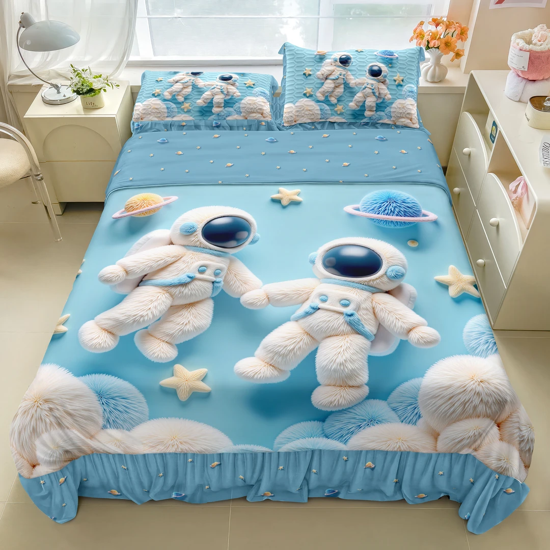 5D立体夏凉被四件套凉感丝防滑三件套凉席床盖可机洗空调被夏被氨