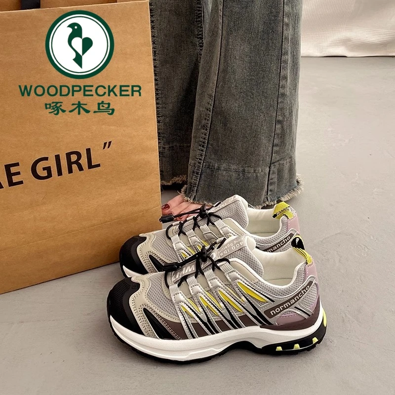 啄木鸟爆款百搭厚底老爹鞋女增高显脚小2025夏德训休闲运动阿甘鞋