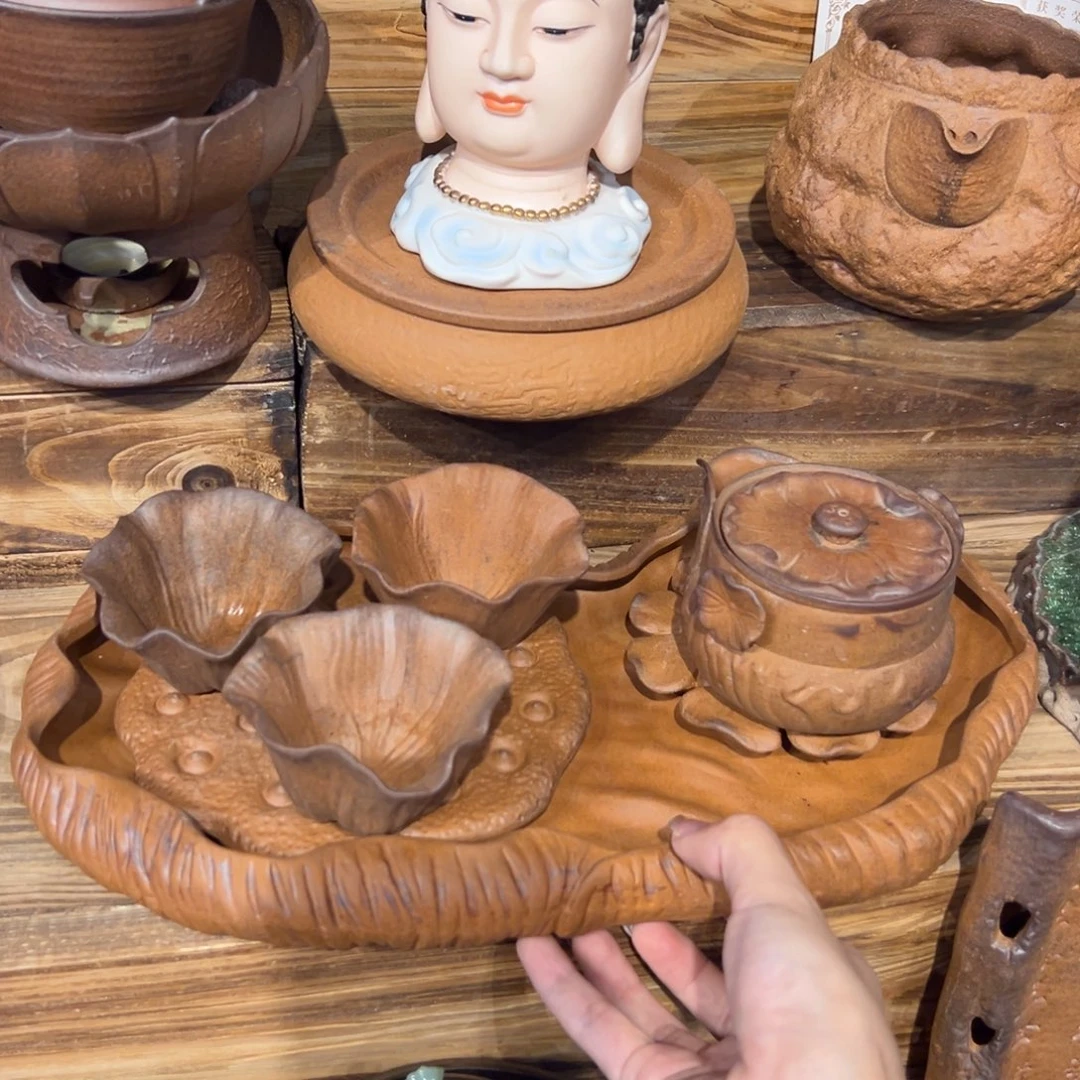 裸烧老岩泥原矿茶具