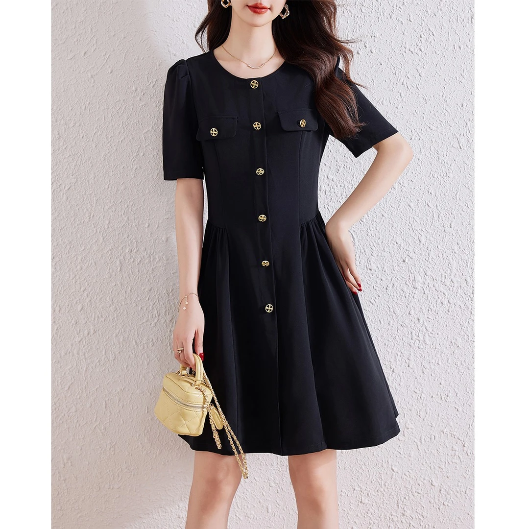 法式小香风连衣裙女夏季高级感气质名媛收腰显瘦小个子温柔A字裙