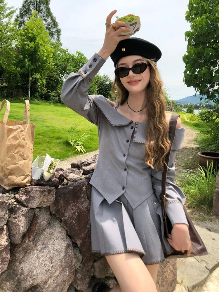 <孤品扣号下单注编码默认微瑕No退No换>辣妹装显瘦修身设计感女装