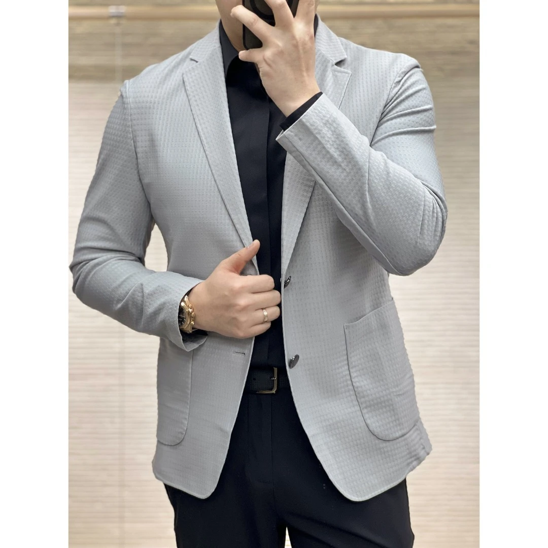 夏季新款休闲通勤平驳领两粒扣男士西服舒适百搭 GW40