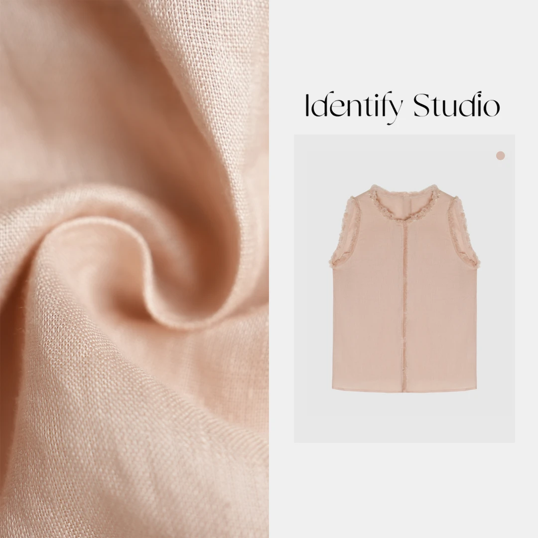 IDENTIFY"音花"夏季上新百搭休闲流苏包边领口钉珠马甲25SS