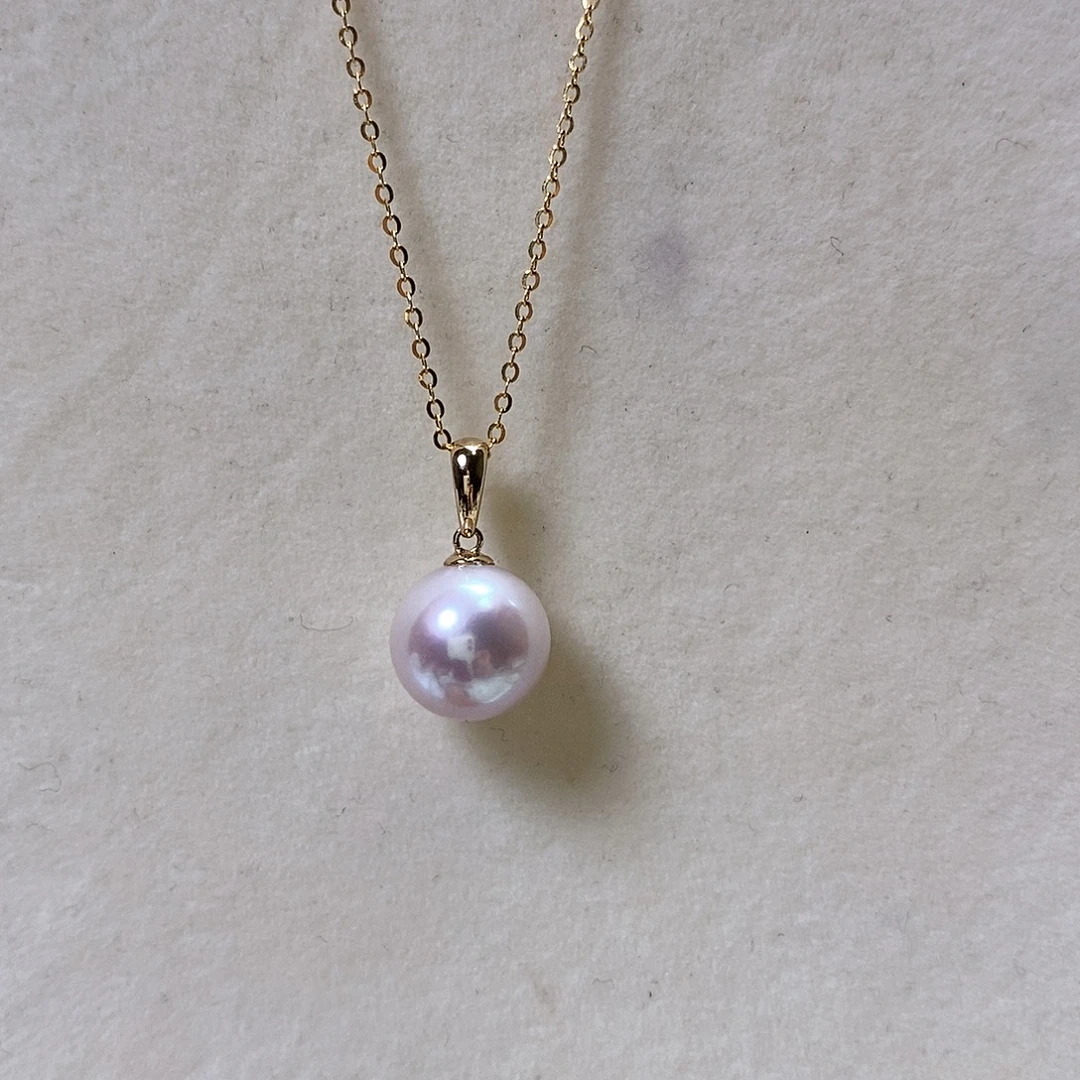 18K金镶嵌淡水珍珠项链11mm