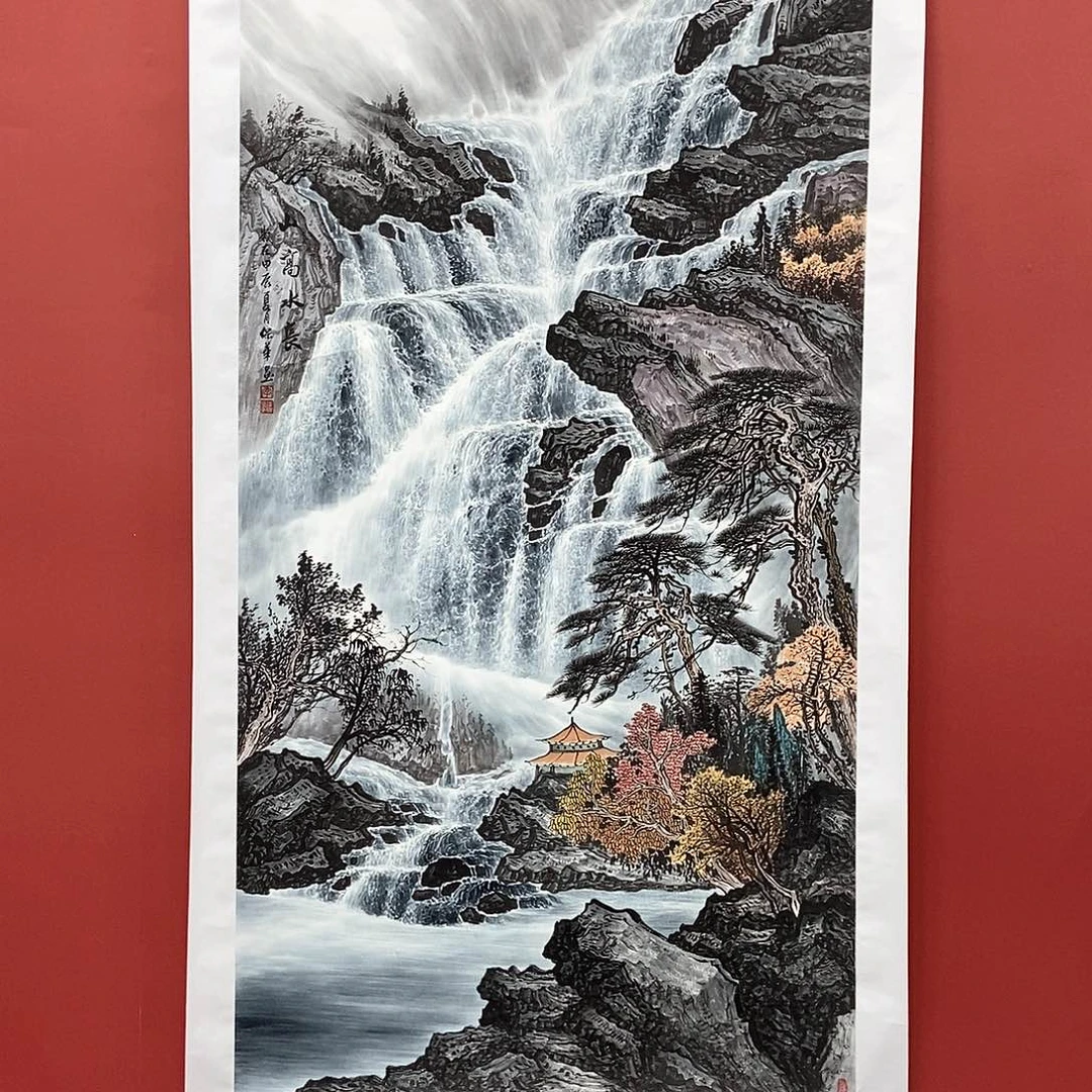 国画吕元忠四尺三开精品佳作